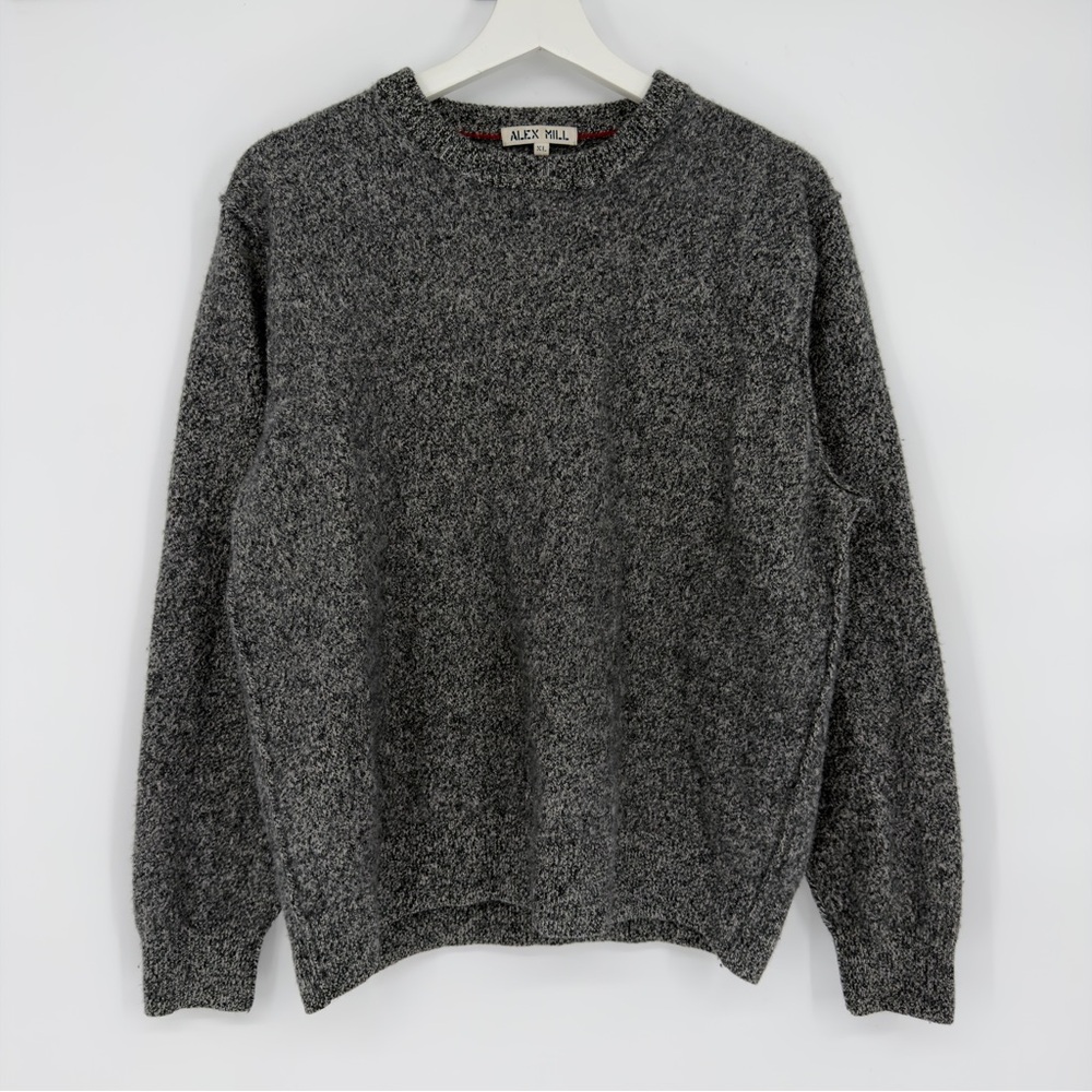 Alex Mill Gray Reverse Seam 100% Merino Wool Crewneck Sweater XL Mens